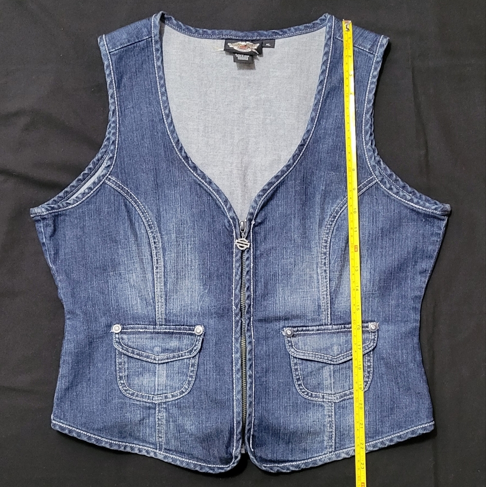 Harley-Davidson Denim Blue Lace-Up Vest - Picture 7 of 9